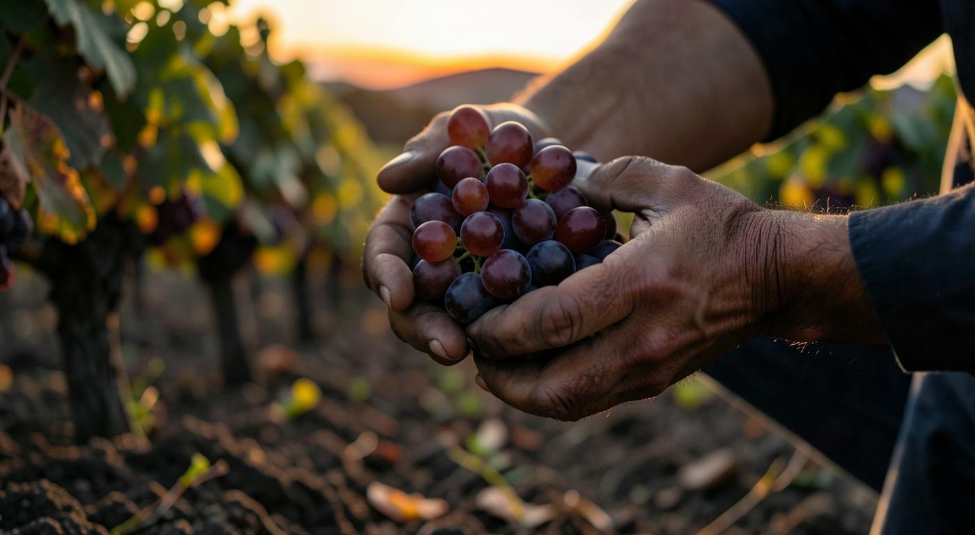 Uva raccolta a mano nei vigneti irpini